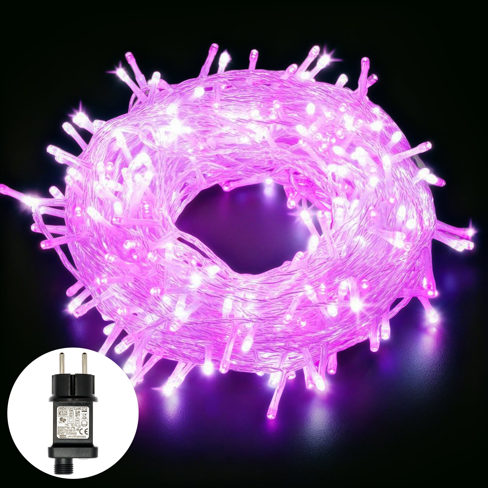 Quntis Pink&Cool White LED Christmas String Lights 40M 400LEDs 8 Mode IP44 Waterproof Fairy Lights Mains Powered for Home Garden Patio Chirstmas Tree Xmas Wedding Decoration