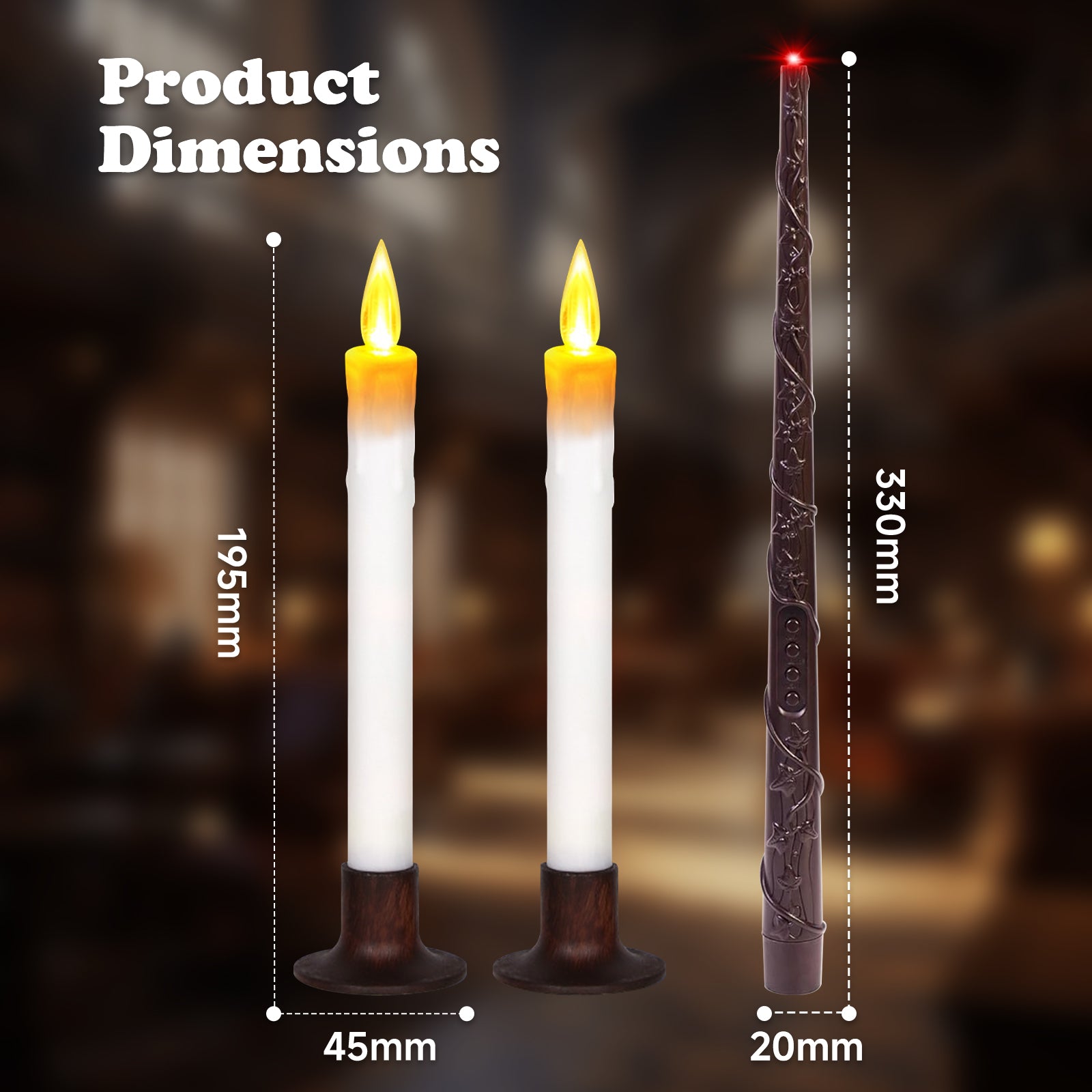 Quntis Halloween Decorations - Floating Candles with Wand - 12 Pcs Magic Flickering Warm Light Flameless Floating LED Candle Decor