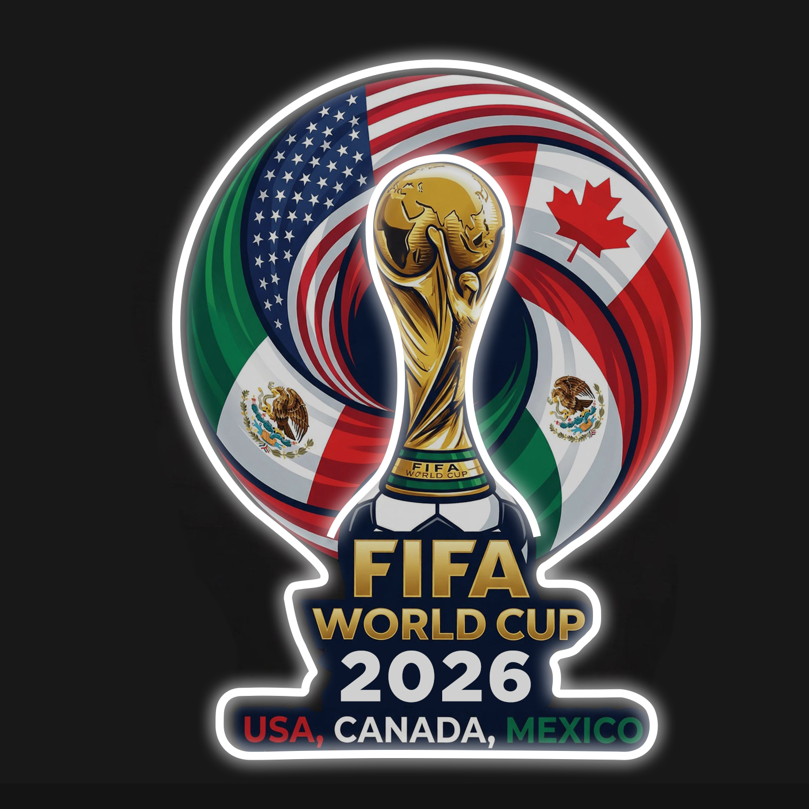 Official 2026 FIFA World Cup Trophy Edition Custom LED Neon Sign - Premium Unified Host Countries Soccer Wall Decor & Fan Memorabilia