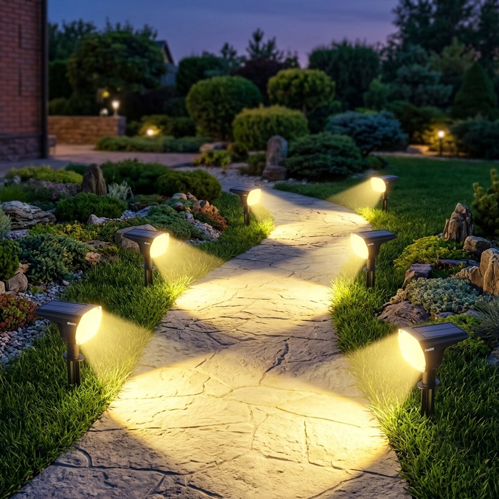 Luzes de Paisagem Solares 2 em 1 Atualizadas IP65 à Prova de Água para Exterior 28 LEDs