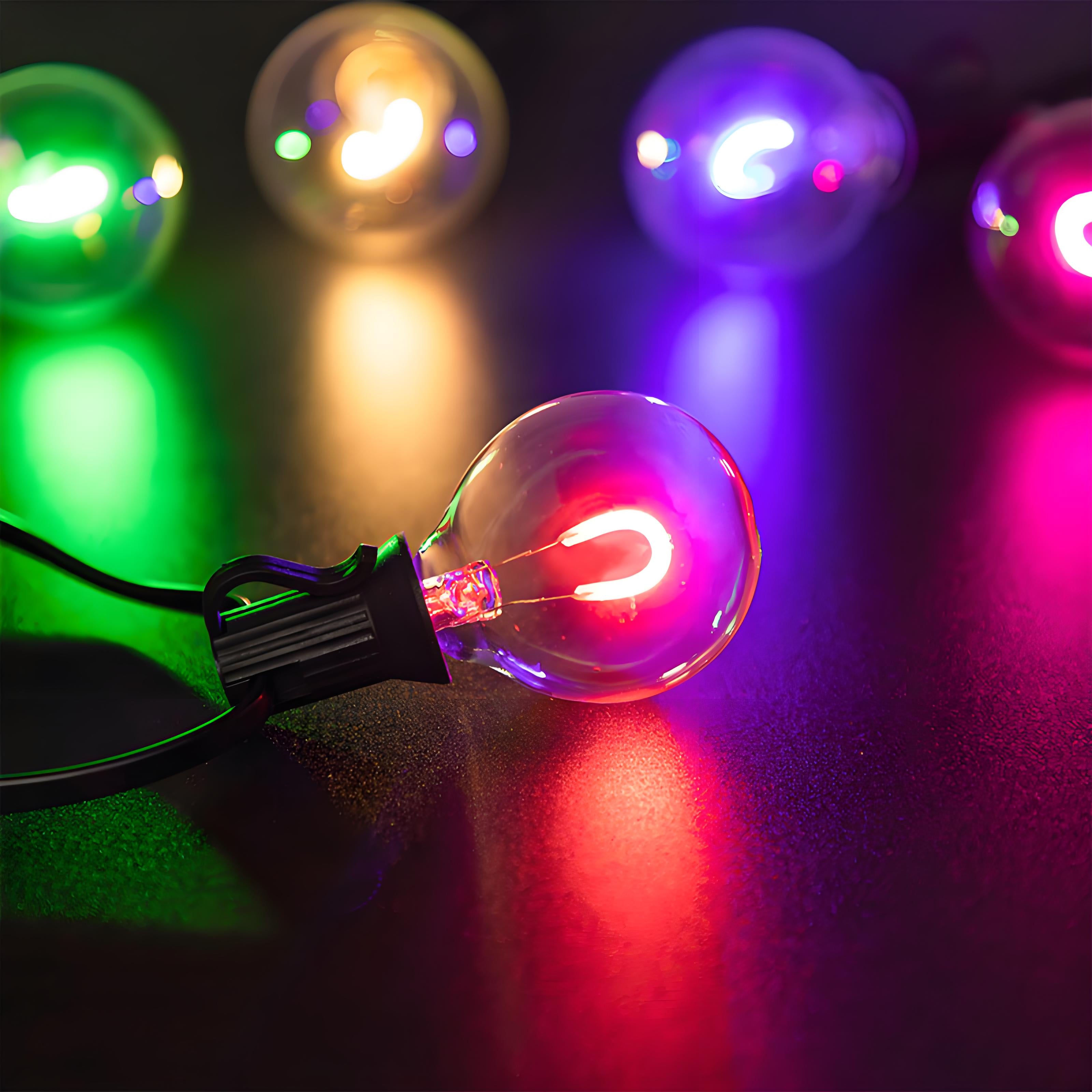 G40 Flexible U-Shaped LED Filament Bulbs | E12 Base | 1W RGB Christmas Replacement Bulbs – Pack of 25 (Bulbs Only)