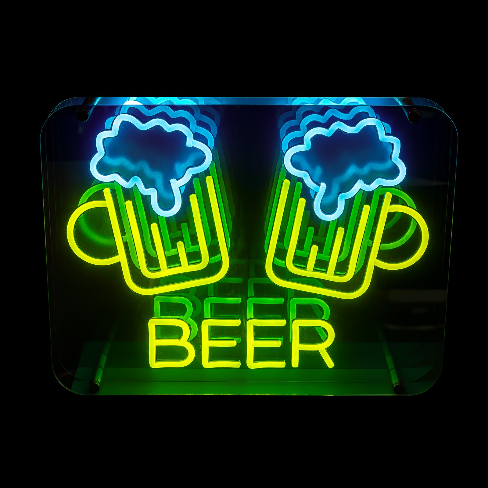Infinity Mirror Neon Beer Mug 3D LED Beer Sign, Bar & Man Cave Wall Decor, Party Neon Light