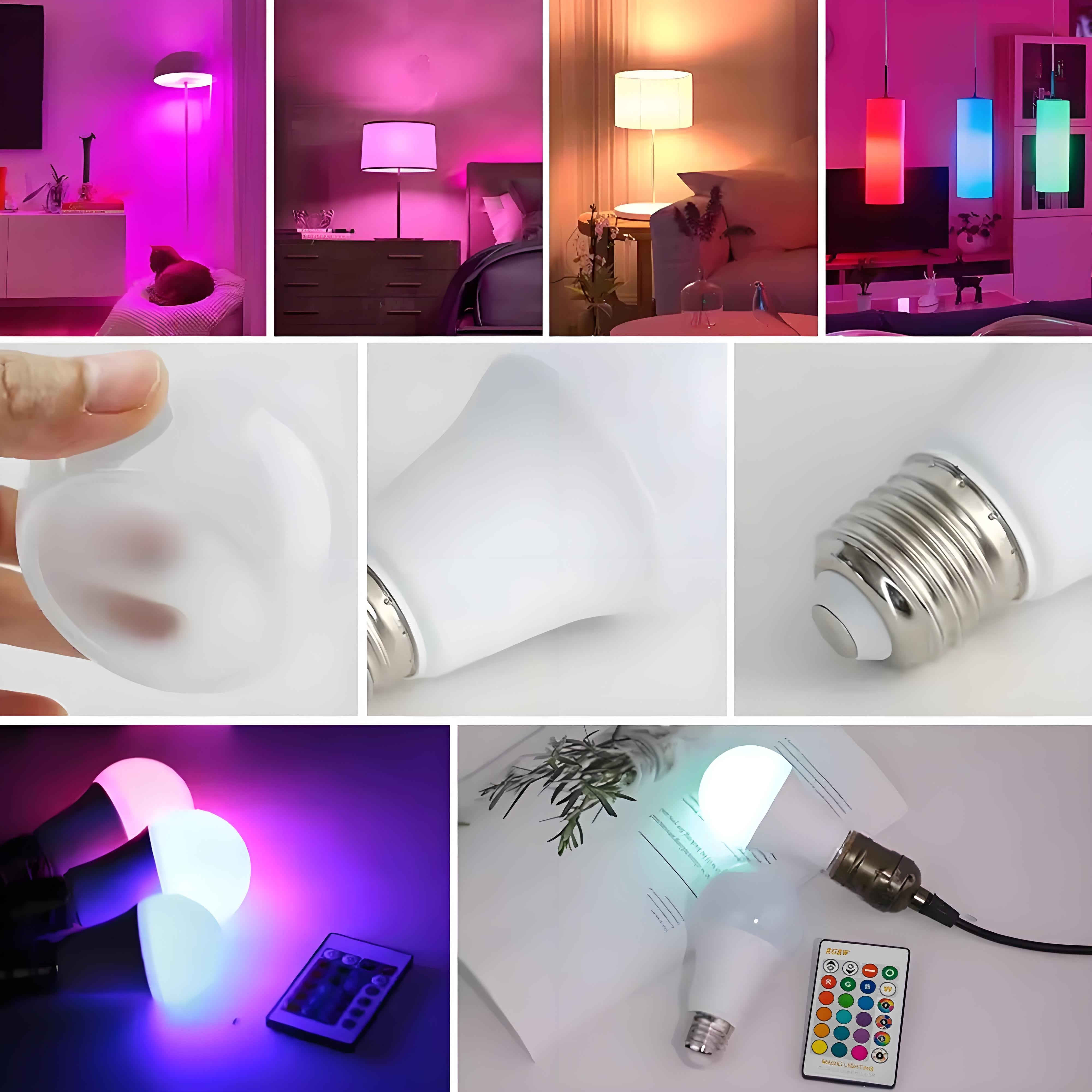 E27 RGB LED Bulb (1Pack)– Color-Changing Smart Light with Remote, Energy-Saving Ambient Globe Lamp (Plastic & Aluminum Housing)