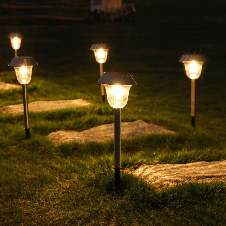 Lumières de sol LED solaires – Lumières de chemin en acier inoxydable colorées pour le jardin et la pelouse