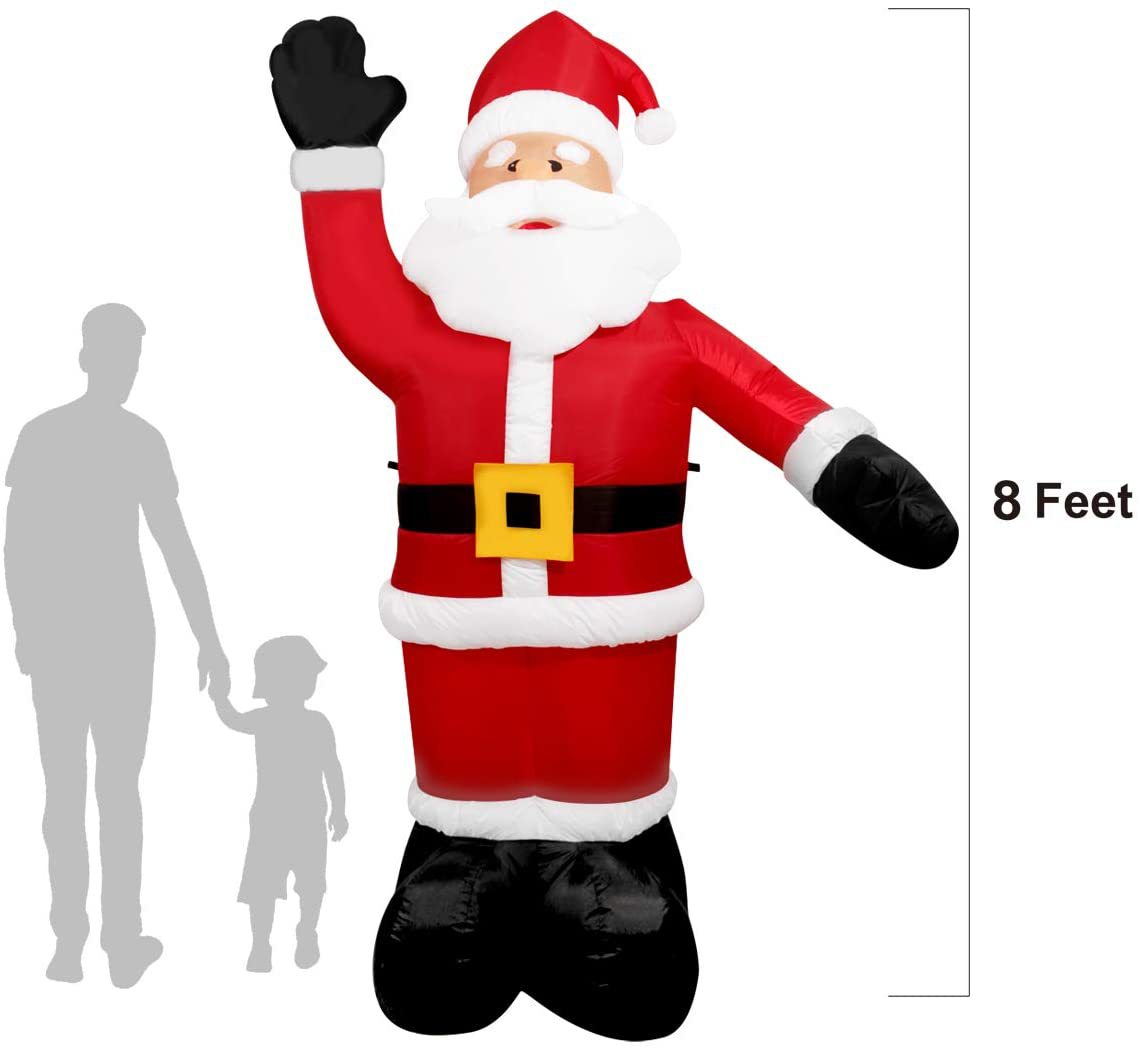 2,4 m Wackelnder Inflatable Santa – LED-beleuchtete Weihnachtsbegrüßungsdekoration