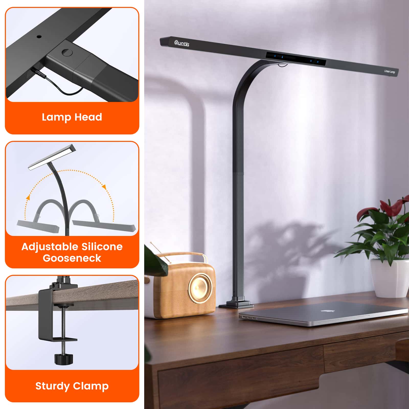 LED ScreenLinear Focus Series,Eye-Care Architect Clamp Desk Lights for Home Office (31.5Inch)