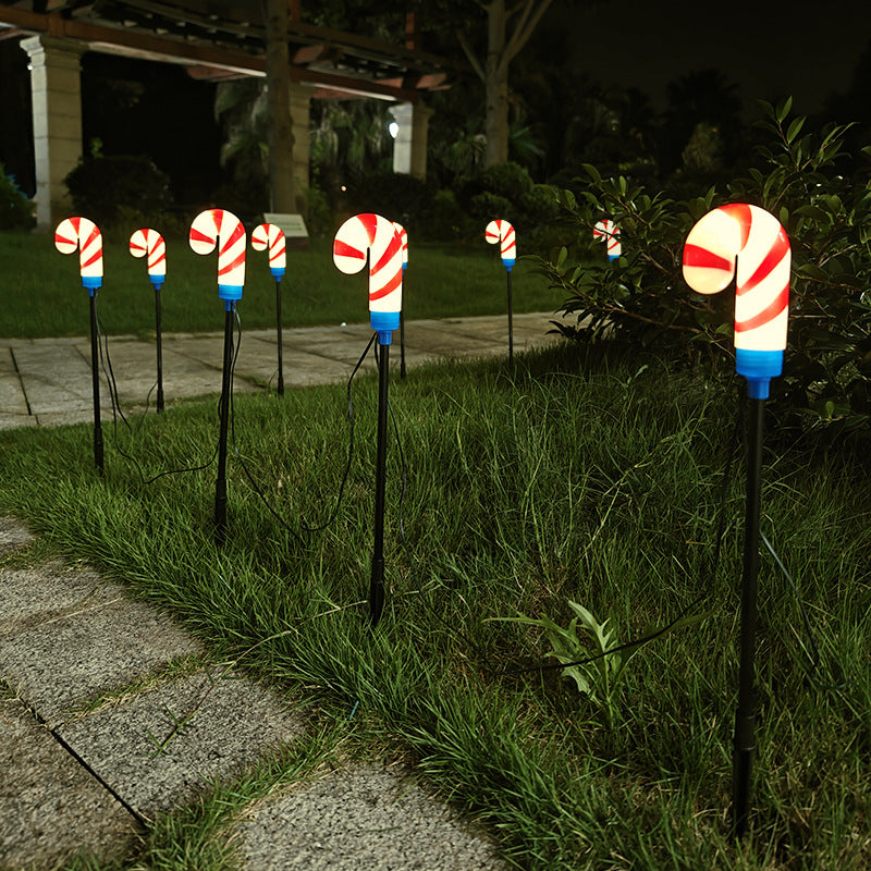 Solar-Powered Candy Cane Christmas Lights – Outdoor Garden & Yard LED Stake Lights, 1-to-10 Christmas Ground Stake Set, Holiday Patio Decor