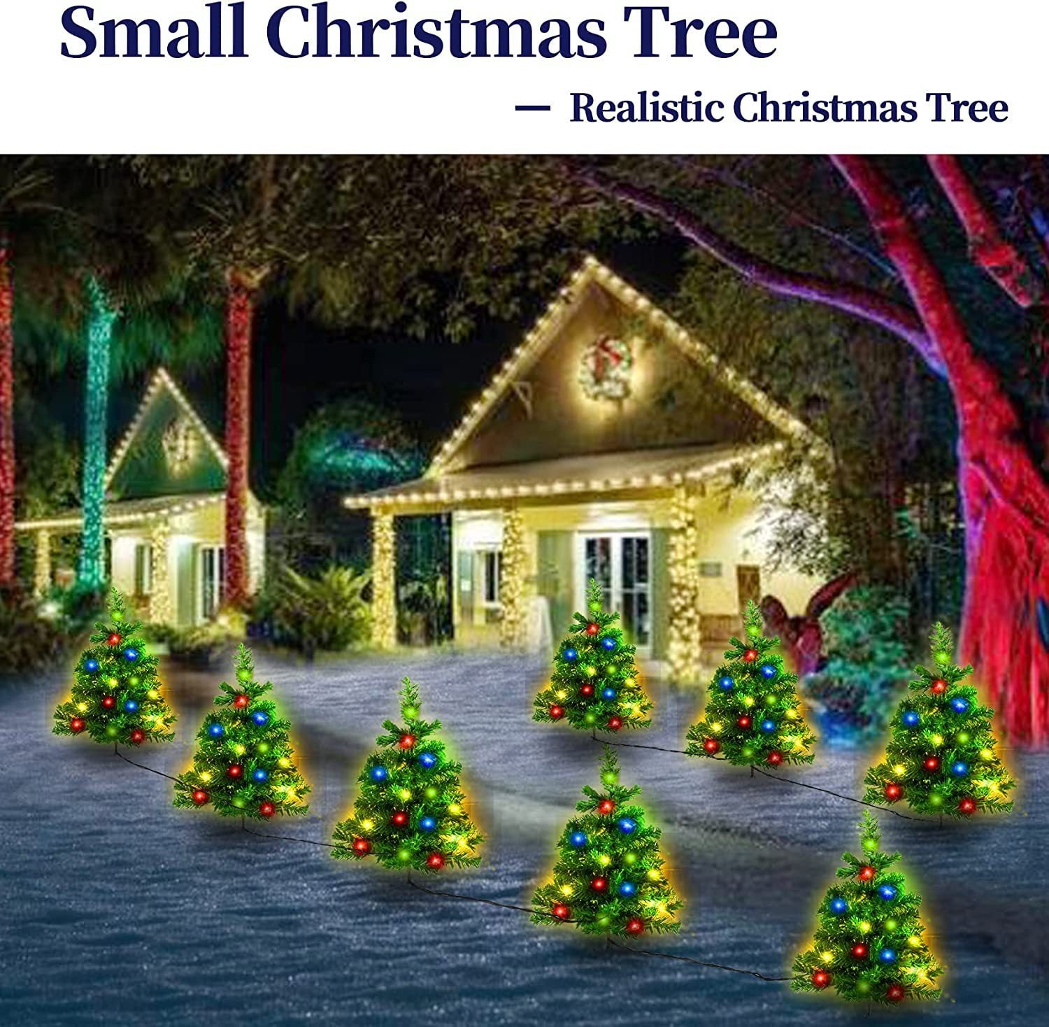 Quntis Solar Christmas Tree Lights – 1-to-4 Set Outdoor Garden & Lawn Solar Decor, Holiday Landscape LED Lighting, Yard & Patio Decoration