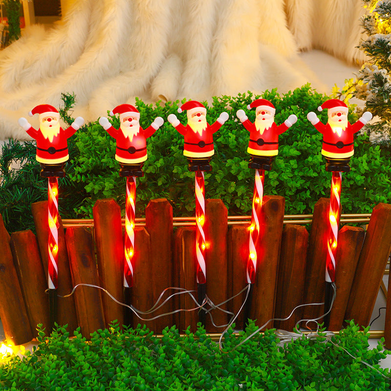 Santa Candy Cane 1-to-5 Stake Lights, Outdoor Lawn and Garden, Christmas Solar-Powered Decorative Lights, Yard and Patio Decor, Outdoor Solar Christmas Lights, Christmas Light Stakes