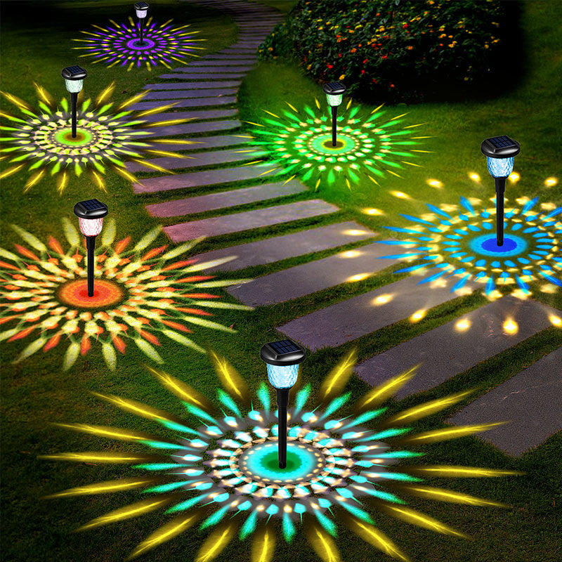 Dynamic Solar Lawn Light with Glass Light Projection Effect, Outdoor Garden Landscape Stake Light for Pathway and Yard Lighting