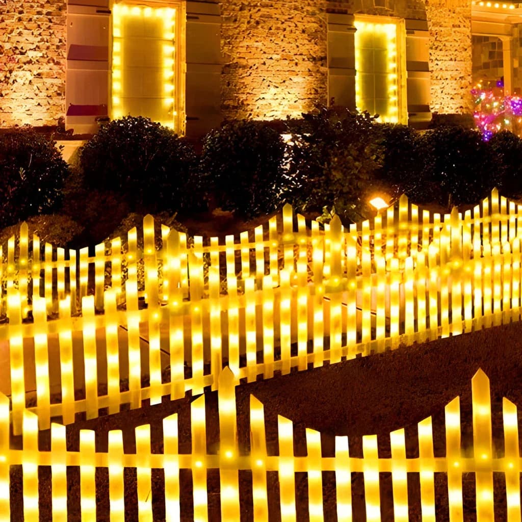8パック 波形ソーラーLEDクリスマスライト ガーデンフェンス - クリスマス装飾用のライト付き屋外フェンス。クリスマスを明るく照らしましょう。