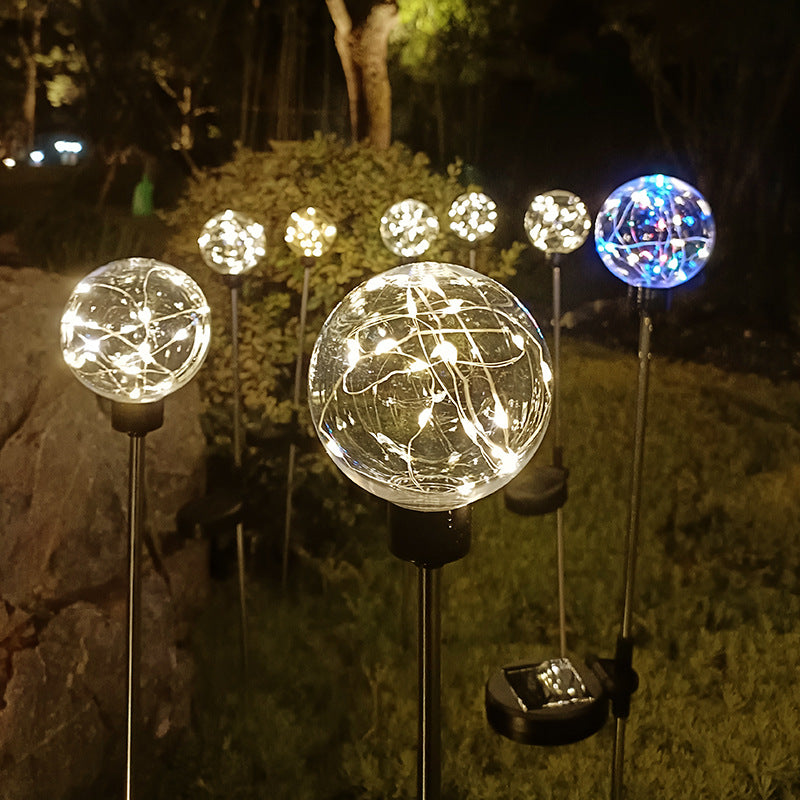 Glowing Copper Wire Lawn Lights – Solar-Powered Garden Stake Lights for Villa, Patio & Outdoor Decor, Decorative LED Ball Christmas Stake Lights, 1 Piece