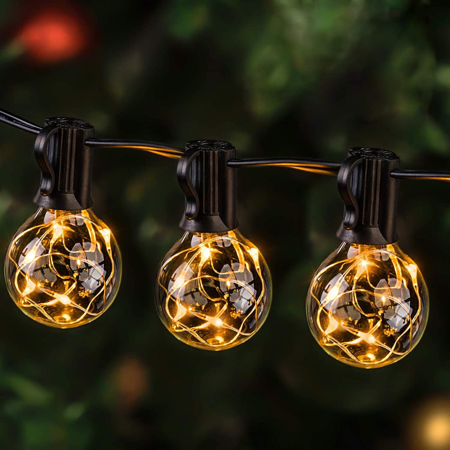 24FT LED G40 Outdoor String Lights – Waterproof, Linkable, Dimmable with Remote for Garden, Wedding & Party Decor
