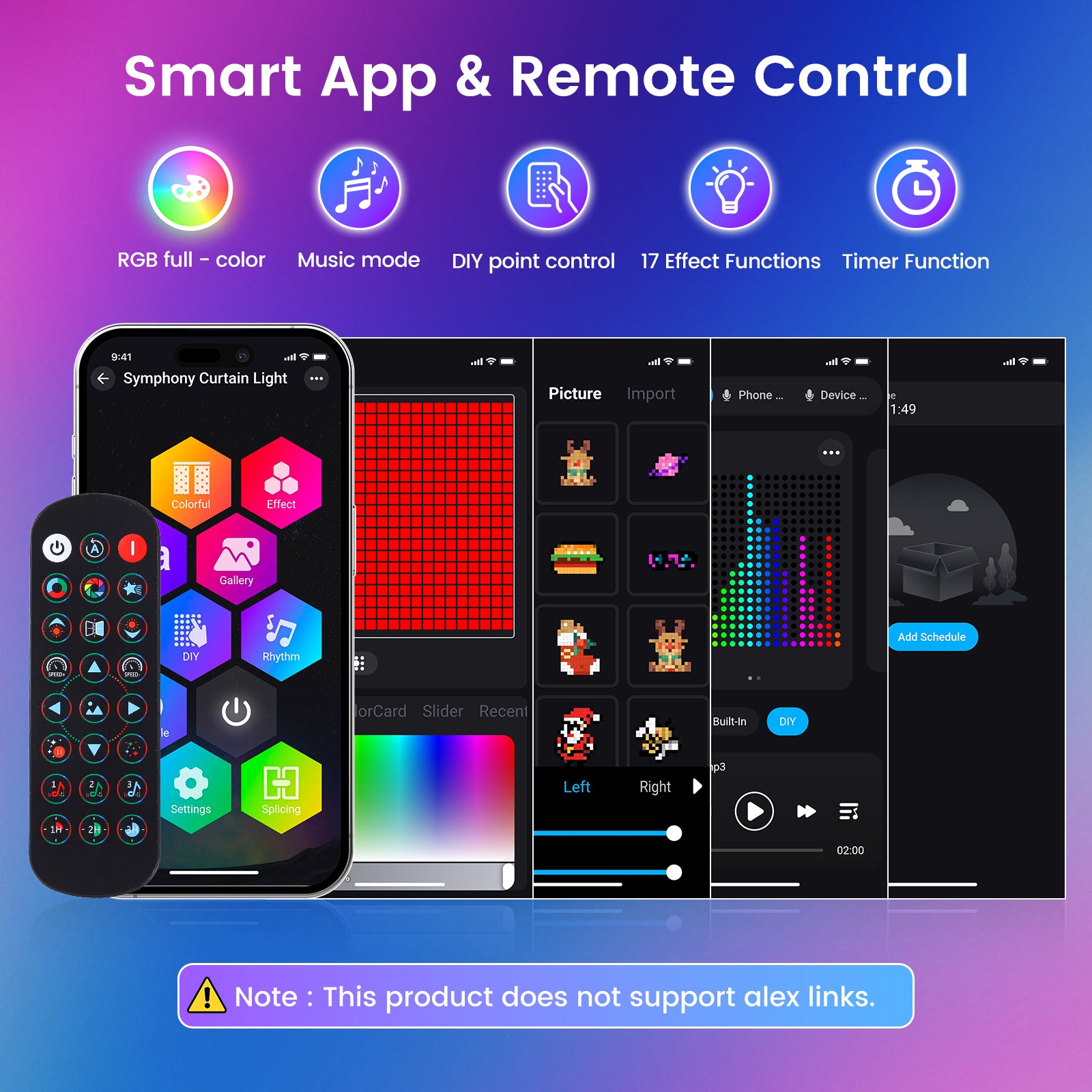 Quntis Smart RGB Curtain Fairy Lights, App/Remote Controlled with Music Sync, 3x3M 400 LED Tinsel Lights, Waterproof for Bedroom, Party & Holiday Decor.