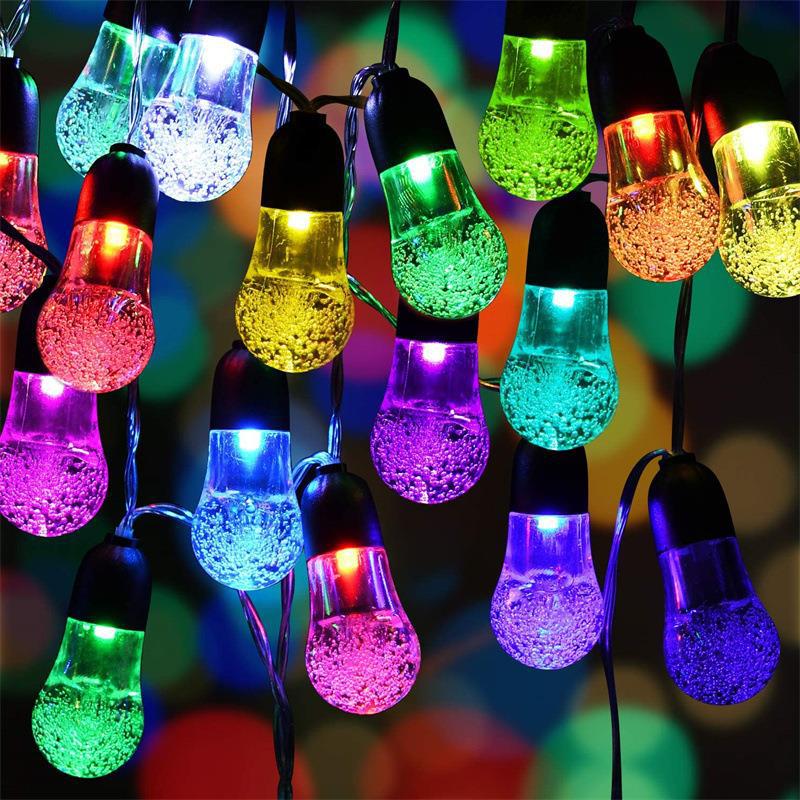 Quntis IP65 Solar String Lights – Outdoor Yard Decor with Colored LED Crystal Bubble Lights for Christmas & Holiday Decor, Garden & Patio Lighting