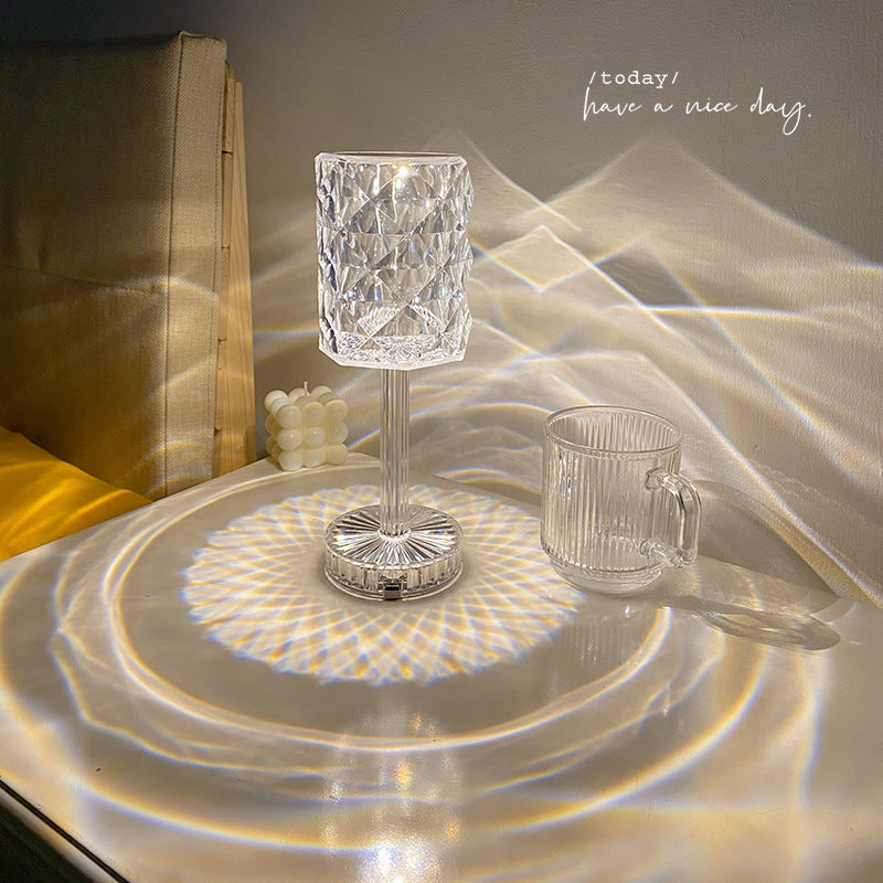 Touch Switch Diamond Touch Tischlampe – Kreative Schlafzimmer Nachtlicht, Rosen Design, wiederaufladbar, Stimmungslicht für den Schlaf