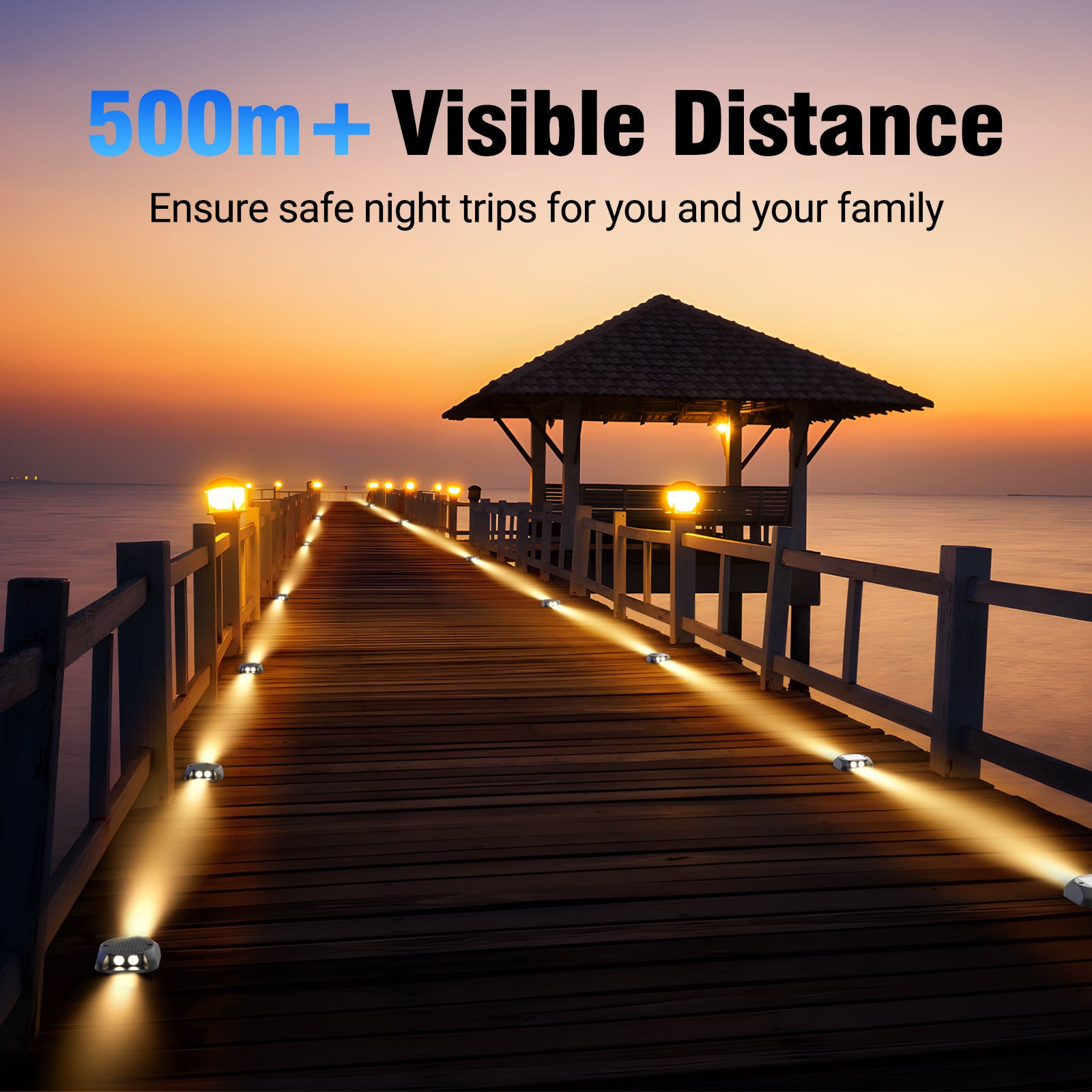 Quntis Solar Deck Lights, Two-Way LED Dusk to Dawn Ground Lights, IP65 Waterproof Outdoor Lighting for Deck and Pathway