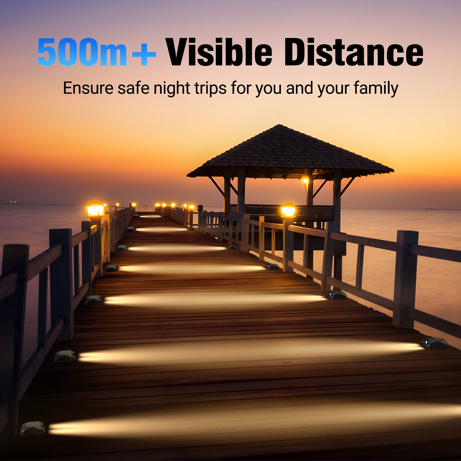 Quntis Solar Deck Lights, IP65 Waterproof Warm White Dusk to Dawn Outdoor Ground Lights for Deck, Step & Pathway