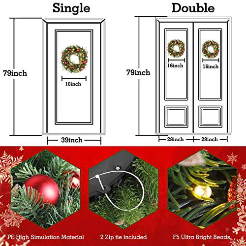 16 Inch Christmas Wreath with 40 LED Lights - quntis-service