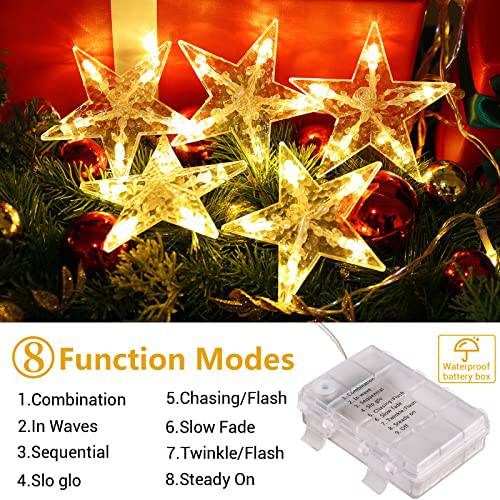 Star Curtain Lights, Battery Operated 5PCS Christmas Curtain Lights, Warm White - quntis-service