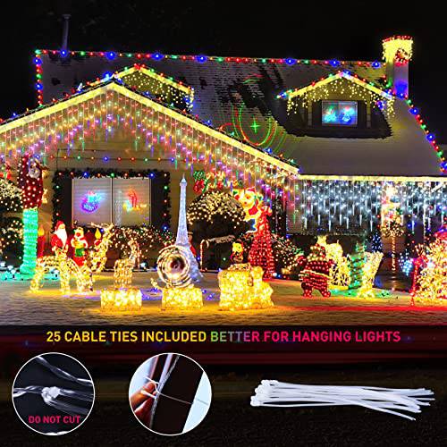 32.8ft 400 LED 80 Drops Icicle String Icicle Lights, 11 Modes (Multicolor to Cool White) - quntis-service