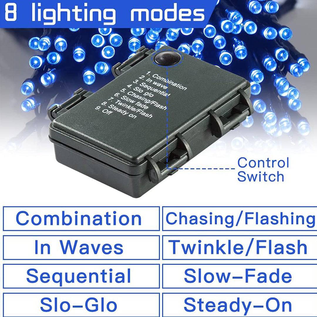 131ft 300-LED Waterproof Decoration Lights 8 Modes -Blue White - quntis-service