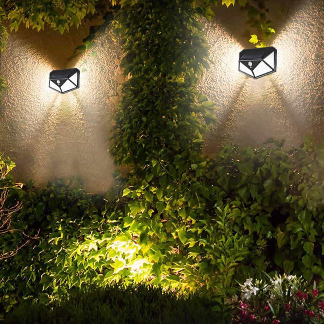 Illumination 100 LEDs Outdoor Solar Wall Lights,Waterproof Solar Sensor Motion Light - Quntis