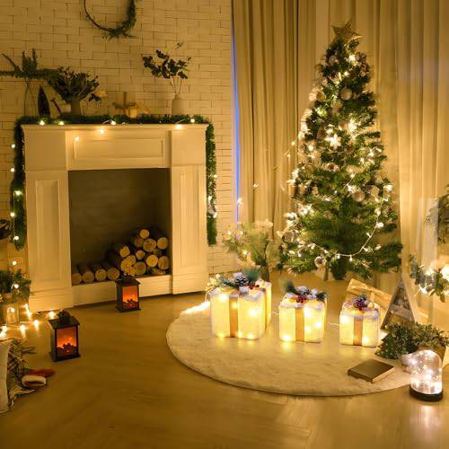 Set of 3 Plug-In Christmas Gift Gold Bows Lighted Boxes (60 LEDs) - quntis-service