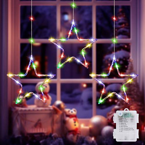 3 Stars Christmas Decor Light with 8 Light Modes (45 LEDs) - quntis-service