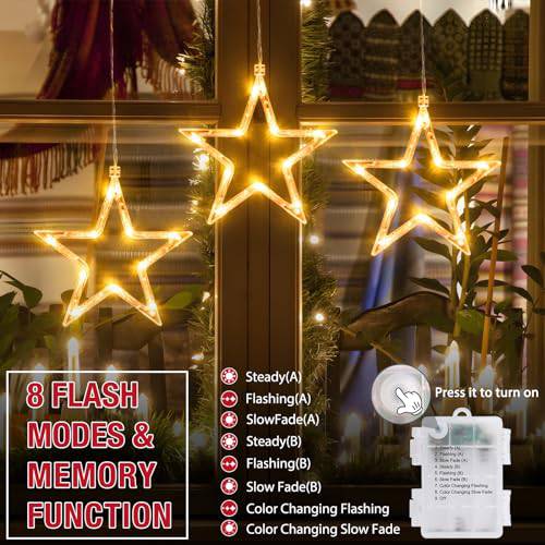 3 Stars Christmas Decor Light with 8 Light Modes (30 LEDs) - quntis-service
