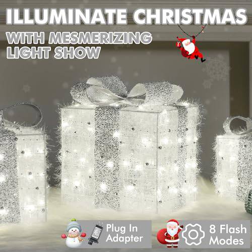 Set of 3 Plug-In Light Up Christmas Gift Boxes (140 LEDs) - quntis-service