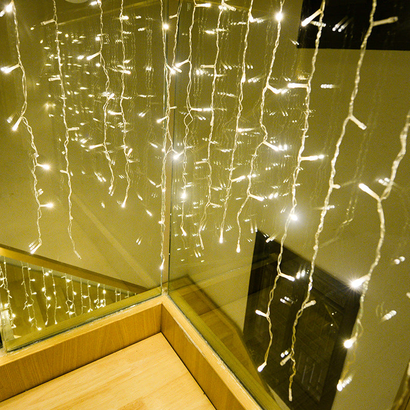 Quntis IP67 Waterproof Plug-in LED Icicle Curtain Lights – Starry String Lights for Christmas Tree, Outdoor & Indoor Holiday Decoration