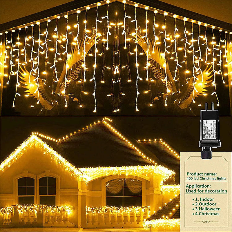 Quntis Plug-in LED Low Voltage Icicle Lights, Connectable 8-Modes Fairy Waterfall Lights for Christmas & Holiday Decor