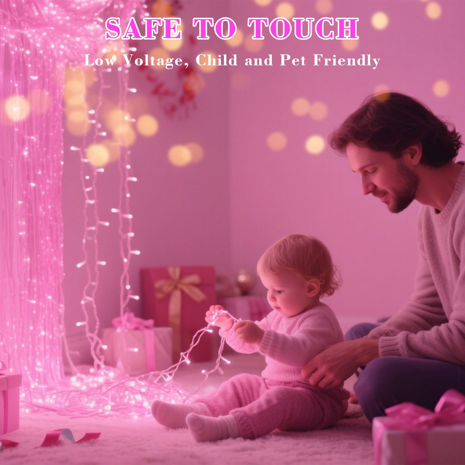 Quntis Pink&Cool White LED Christmas String Lights 40M 400LEDs 8 Mode IP44 Waterproof Fairy Lights Mains Powered for Home Garden Patio Chirstmas Tree Xmas Wedding Decoration