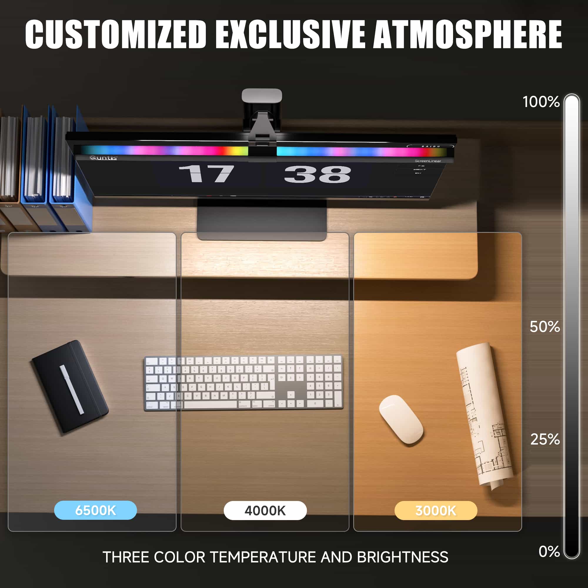 LED ScreenLinear Basic RGB,Eye-Care Dual Light Monitor Light Bar For Gaming (15.7Inch)