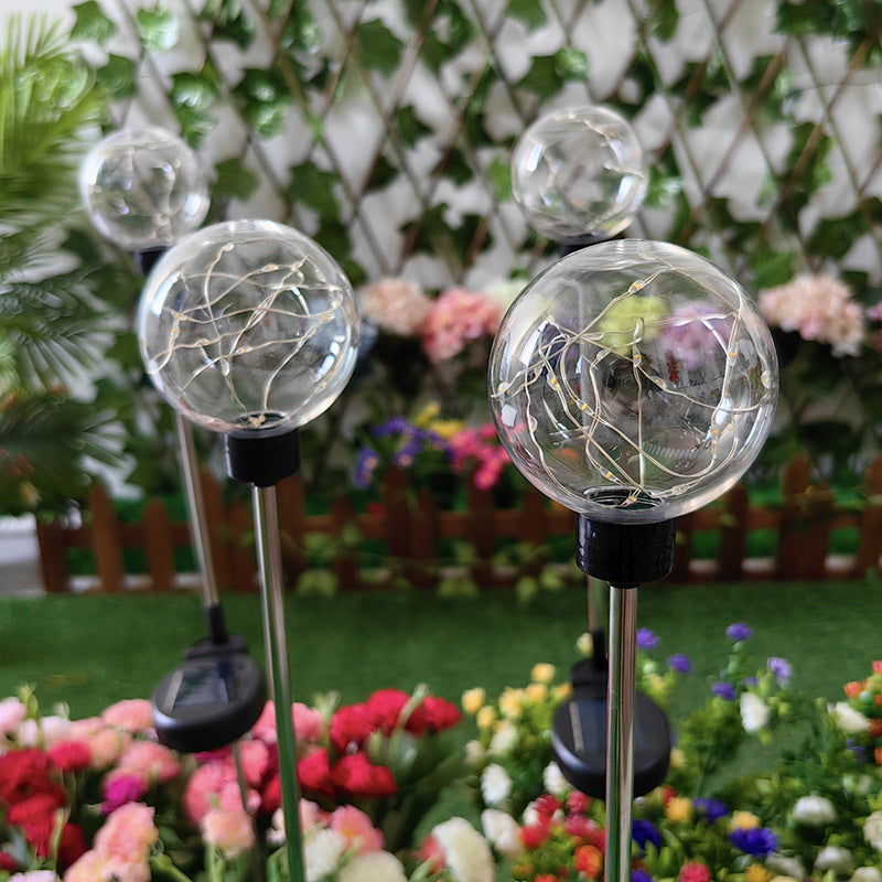 Glowing Copper Wire Lawn Lights – Solar-Powered Garden Stake Lights for Villa, Patio & Outdoor Decor, Decorative LED Ball Christmas Stake Lights, 1 Piece