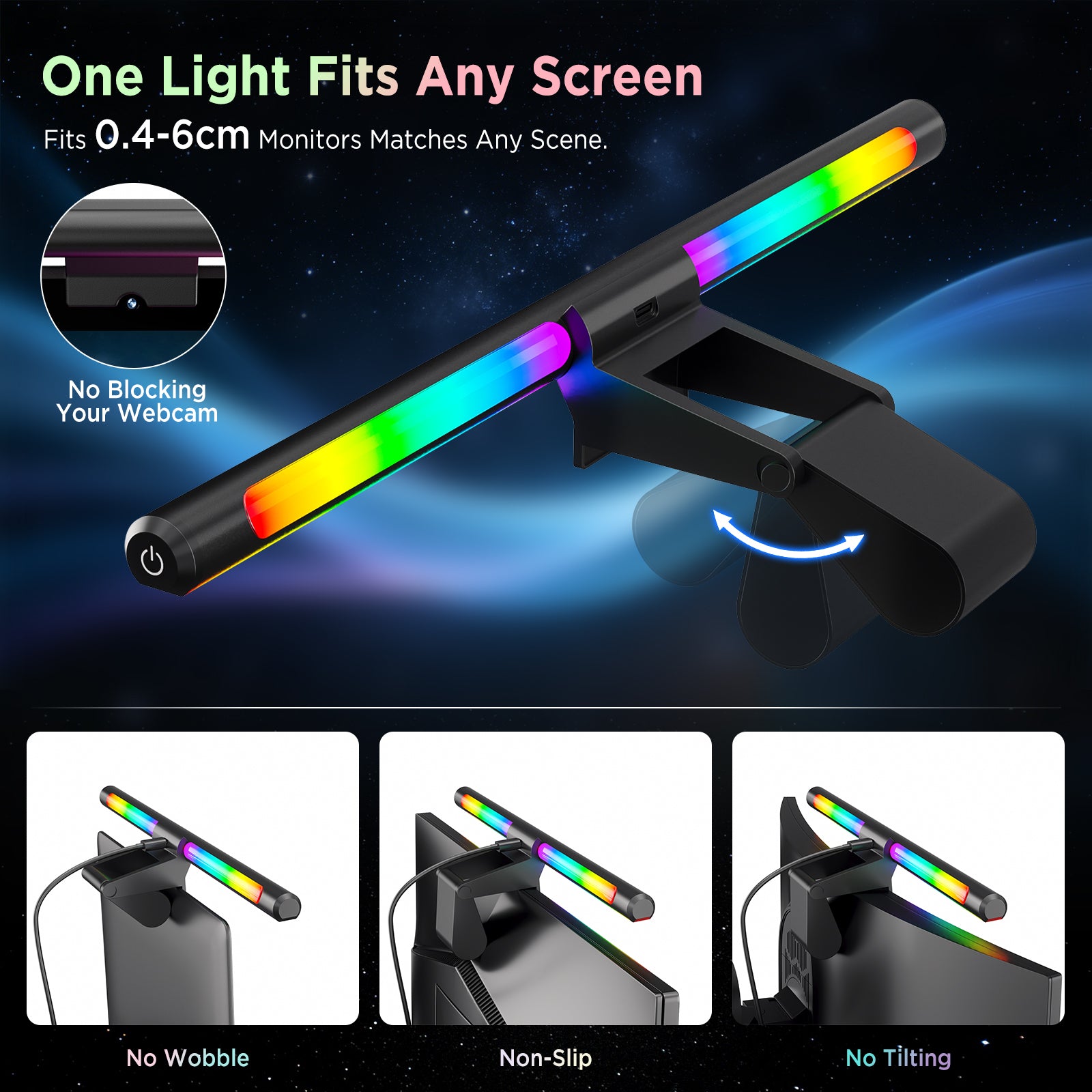 Quntis Monitor Light Bar IM 40 cm (15.7 inch) Black - RGB Dimmable Screenbar, USB Powered Eye-Care Task Light for Computer Monitor