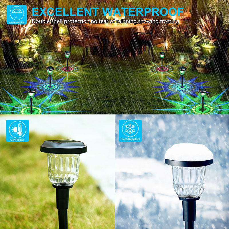 Dynamic Solar Lawn Light with Glass Light Projection Effect, Outdoor Garden Landscape Stake Light for Pathway and Yard Lighting