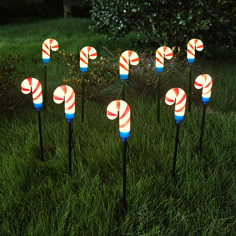 Solar-Powered Candy Cane Christmas Lights – Outdoor Garden & Yard LED Stake Lights, 1-to-10 Christmas Ground Stake Set, Holiday Patio Decor