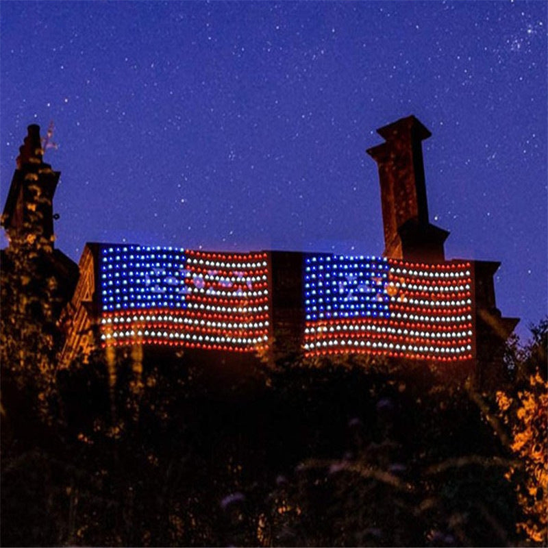 Waterproof LED American Flag Lights – Perfect for 4th of July, Memorial Day, Independence Day, Christmas, Garden, Yard, and Holiday Decorations