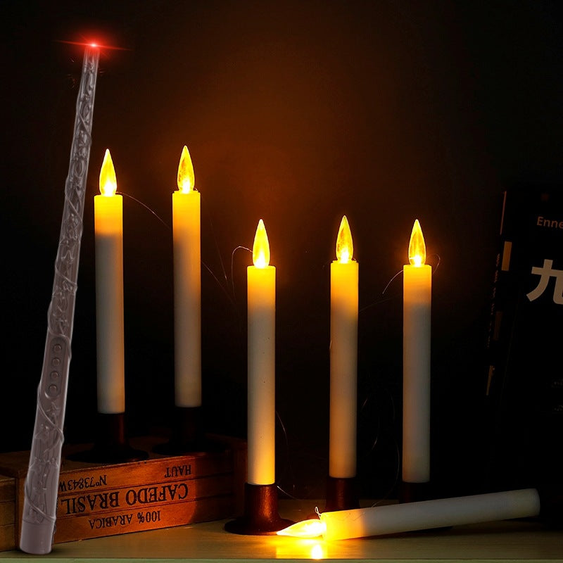 Quntis Halloween Decorations - Floating Candles with Wand - 12 Pcs Magic Flickering Warm Light Flameless Floating LED Candle Decor