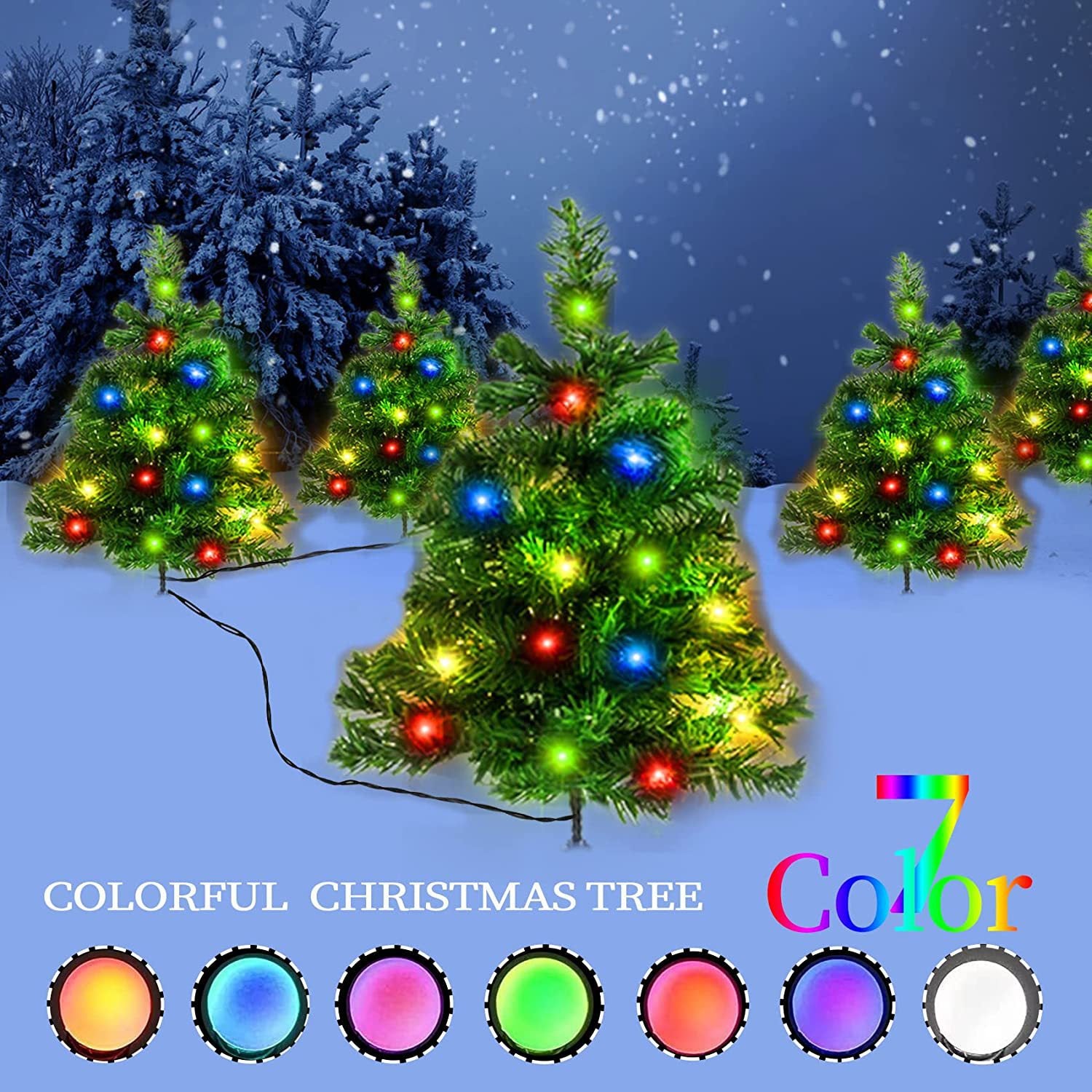 Quntis Solar Christmas Tree Lights – 1-to-4 Set Outdoor Garden & Lawn Solar Decor, Holiday Landscape LED Lighting, Yard & Patio Decoration