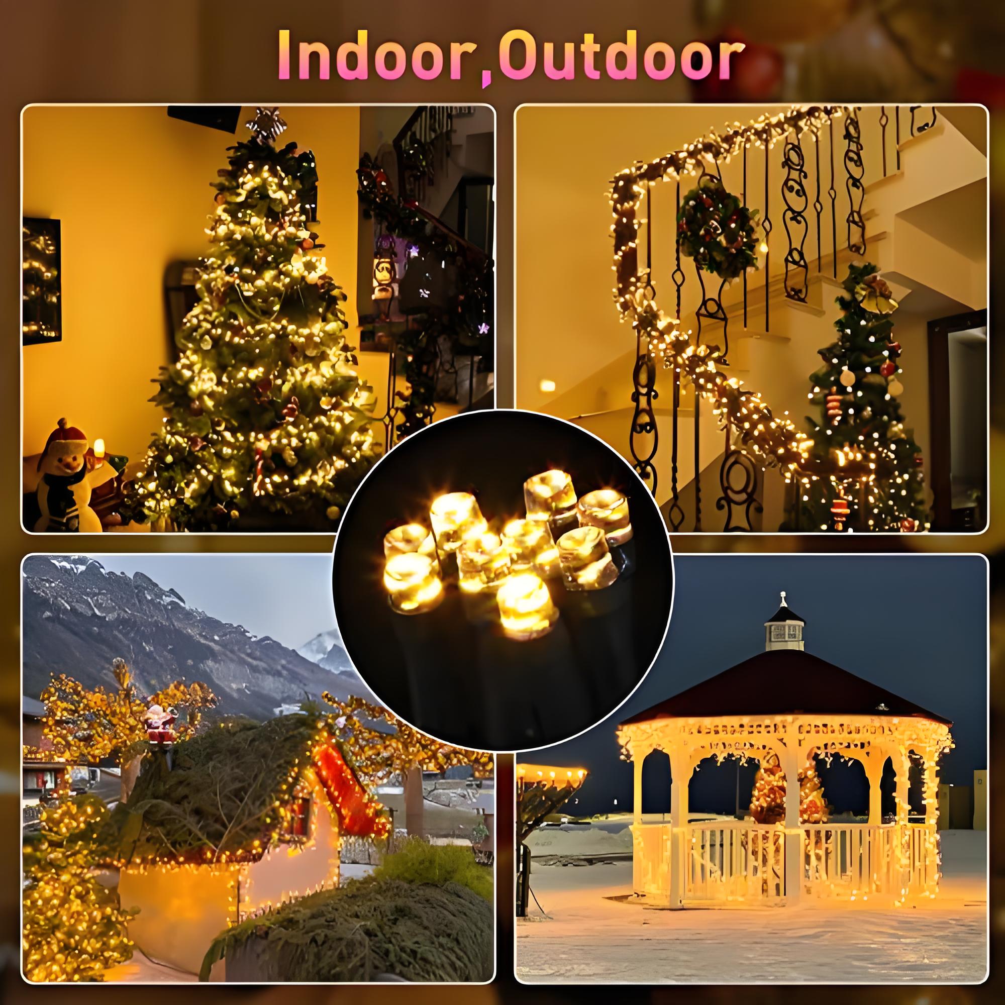 Quntis 760 LED Christmas Tree Lights – 25FT Warm White Cluster Lights, 8 Modes & Memory Function for Holiday Decor