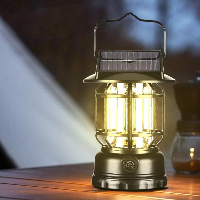 Portable High-Capacity Camping Lantern – Solar & Type-C Rechargeable Outdoor Light Multifunctional LED Camping Light – High Capacity, Solar & Type-C Charging for Outdoor Use