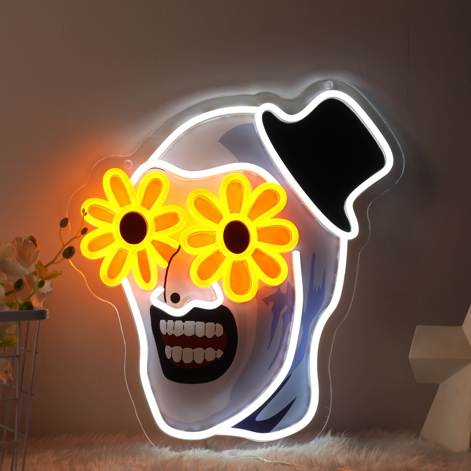 Art the Clown Neon LED Light Terrifier Horror Neon Sign, Dimmable & Multi-Mode Halloween Decor, Wall-Mounted or Freestanding Light for Living Rooms, Cafes, and Creative Spaces