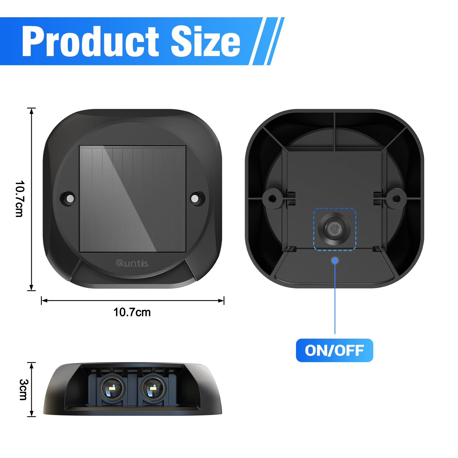 Quntis Solar Deck Lights, IP65 Waterproof Warm White Dusk to Dawn Outdoor Ground Lights for Deck, Step & Pathway