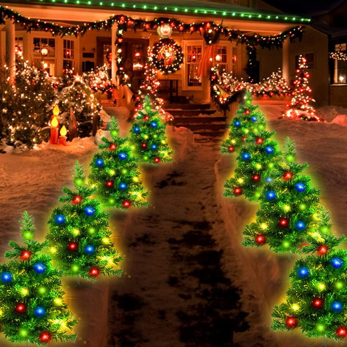 Quntis Solar Christmas Tree Lights – 1-to-4 Set Outdoor Garden & Lawn Solar Decor, Holiday Landscape LED Lighting, Yard & Patio Decoration