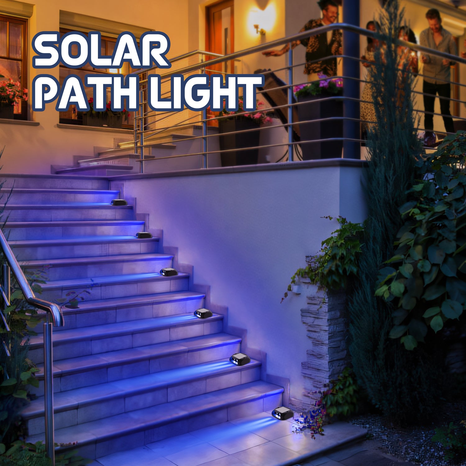 Quntis Solar Deck Lights, IP65 Waterproof Solar Pathway Lights, Dusk to Dawn Solar Lights Outdoor, High Visibility Solar Step Lights for Dock Driveway Garden Walkway Stair Yard