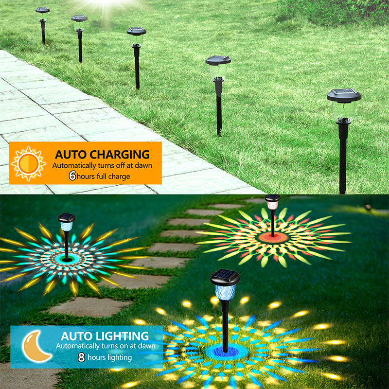 Dynamic Solar Lawn Light with Glass Light Projection Effect, Outdoor Garden Landscape Stake Light for Pathway and Yard Lighting