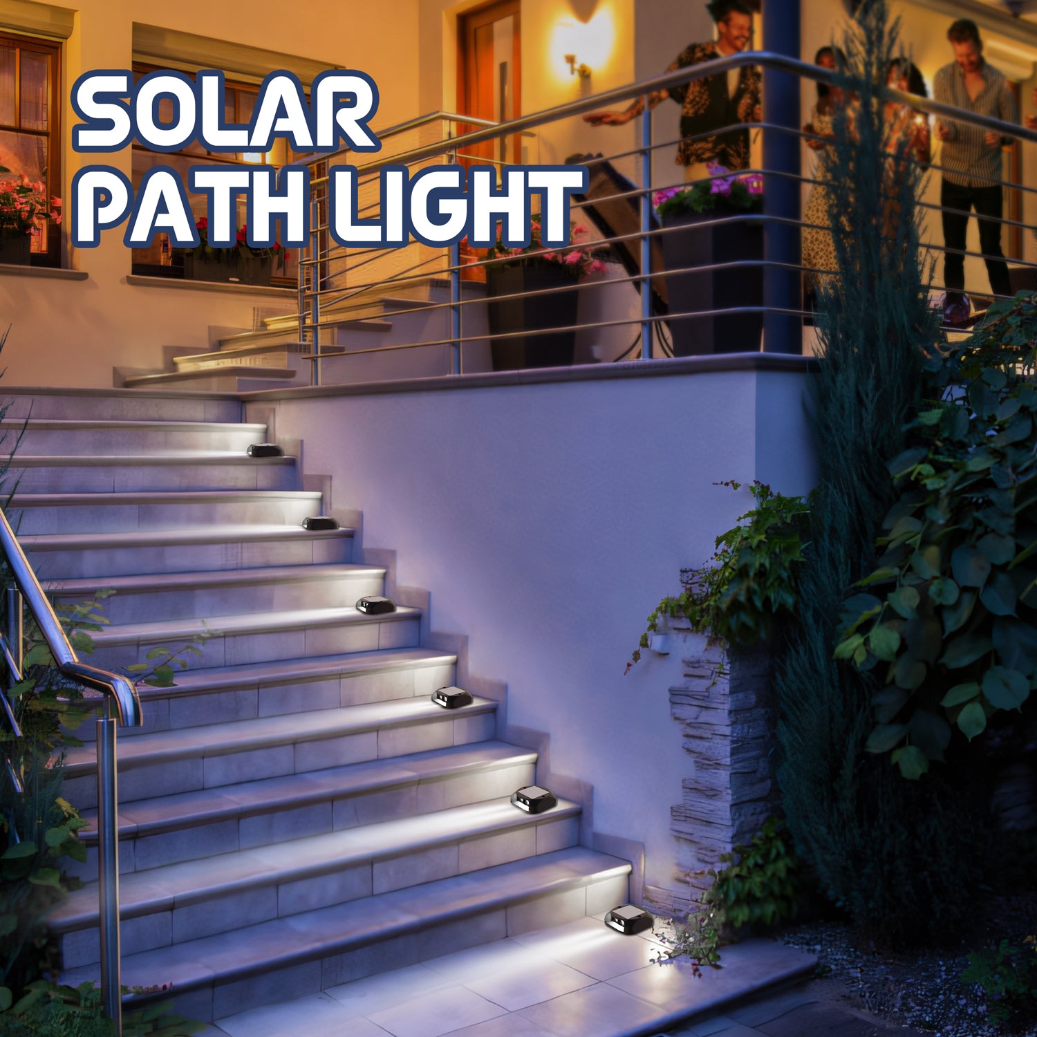 Quntis Solar Deck Lights, IP65 Waterproof Solar Pathway Lights, Dusk to Dawn Solar Lights Outdoor, High Visibility Solar Step Lights for Dock Driveway Garden Walkway Stair Yard